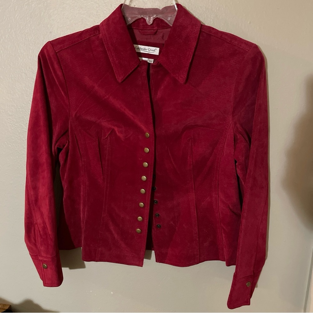 Coldwater Creek Red Suede Women's Snap Jacket Top
